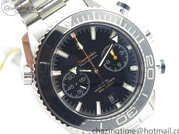 0511 Planet Ocean Master Chrono SS OM 1:1 Best Edition Black Dial On SS Bracelet A9900 V Fashionable 8113